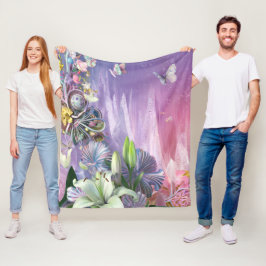 Manta Polar Hermosas Flores Florales Abstractas #7