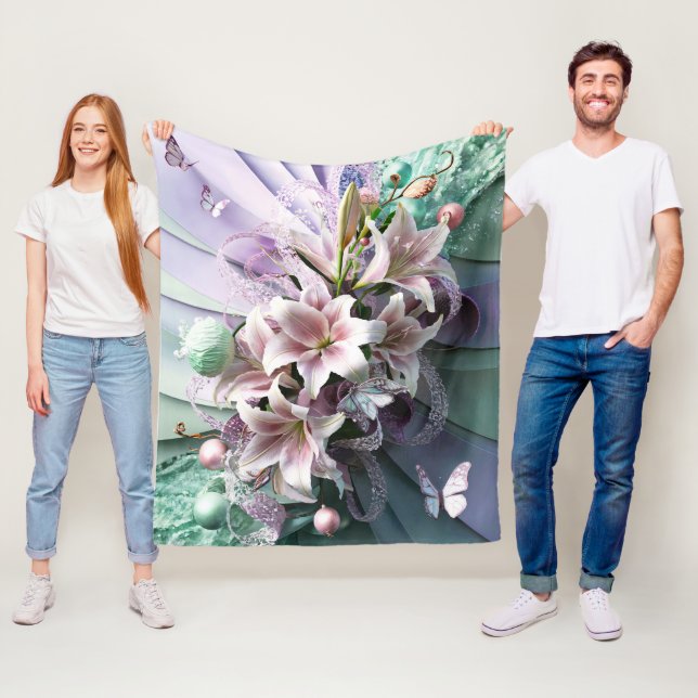 Manta Polar Hermosas Flores Florales Abstractas #8 (In situ)