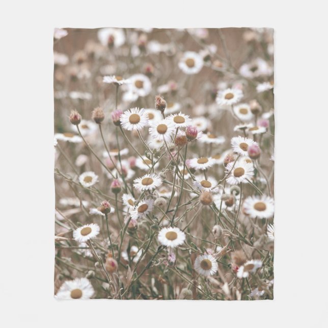 Manta Polar Hermosas flores silvestres de Montana blanca (Anverso)