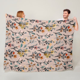 Manta Polar Hermosas flores silvestres Elegante acuarela rosa