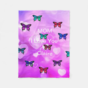 Manta Polar Hermosas mariposas y corazones