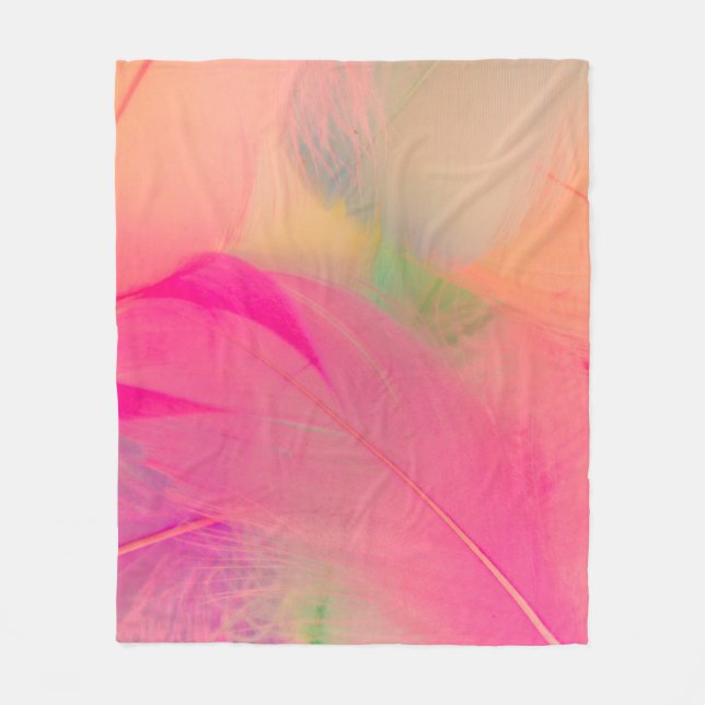 Manta Polar Hermosas plumas abstractas púrpura y azul en whid (Anverso)