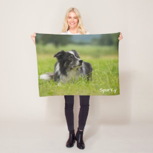 Manta Polar Hermoso Border Collie con Nombre Personalizado