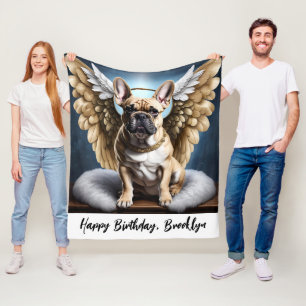 Manta Polar Hermoso Bulldog francés y alas ángel