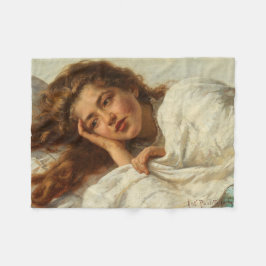 Manta Polar Hermoso Chica en cama con pelo rojo