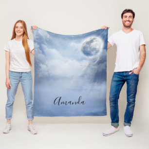 Manta Polar Hermoso cielo azul con cisnes voladores