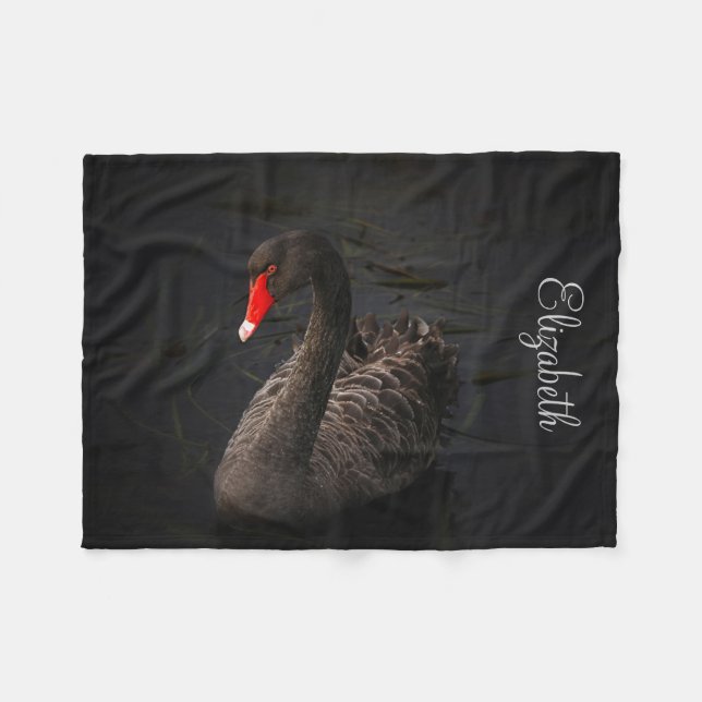 Manta Polar Hermoso cisne negro personalizado (Frente (Horizontal))