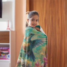 Manta Polar Hermoso colibrí rodeado de flores