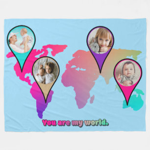 Manta Polar Hermoso Collage de fotos del Mapa Mundial Multicol