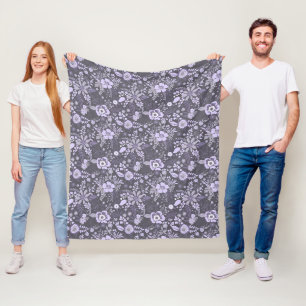 Manta Polar Hermoso estilo retro azul pastel estampado floral