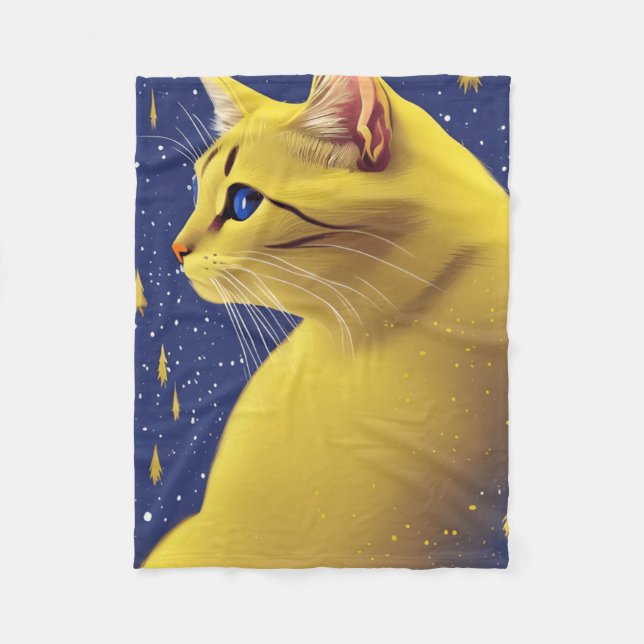Manta Polar Hermoso gato amarillo con ojos azules (Anverso)