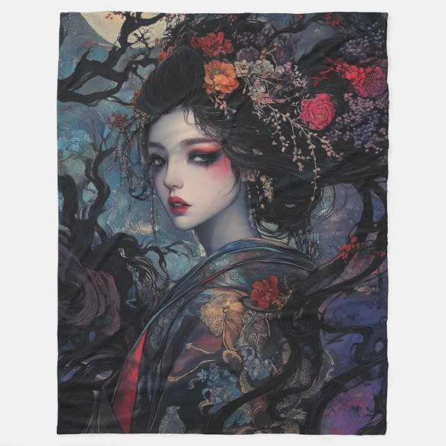 Manta Polar Hermoso Gótico Geisha (Anverso)