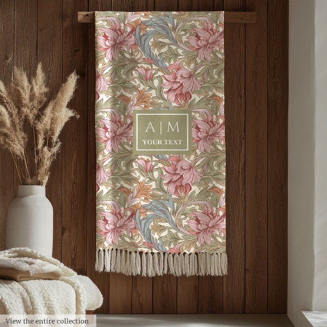 Manta Polar Hermoso lanzamiento floral personalizado al estilo (Beautiful Morris style personalized floral throw)
