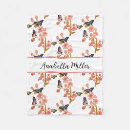 Manta Polar Hermoso nombre del patrón mariposa del Boho rosa p