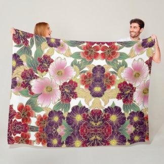 Manta Polar Hermoso patrón con elemento floral rosa verde