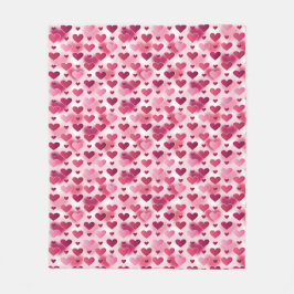 Manta Polar Hermoso Patrón de Corazones Rosados