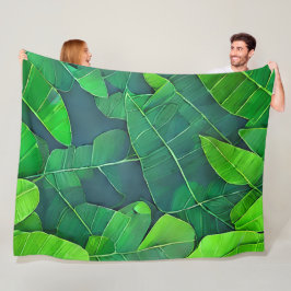 Manta Polar Hermoso patrón de hojas verdes