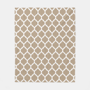 Manta Polar Hermoso patrón de quatrefoil marroquí blanco crema