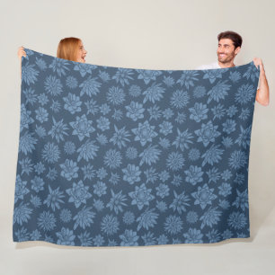 Manta Polar Hermoso patrón floral azul oscuro