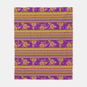 Manta Polar Hermoso patrón floral rayado de Moda Boho