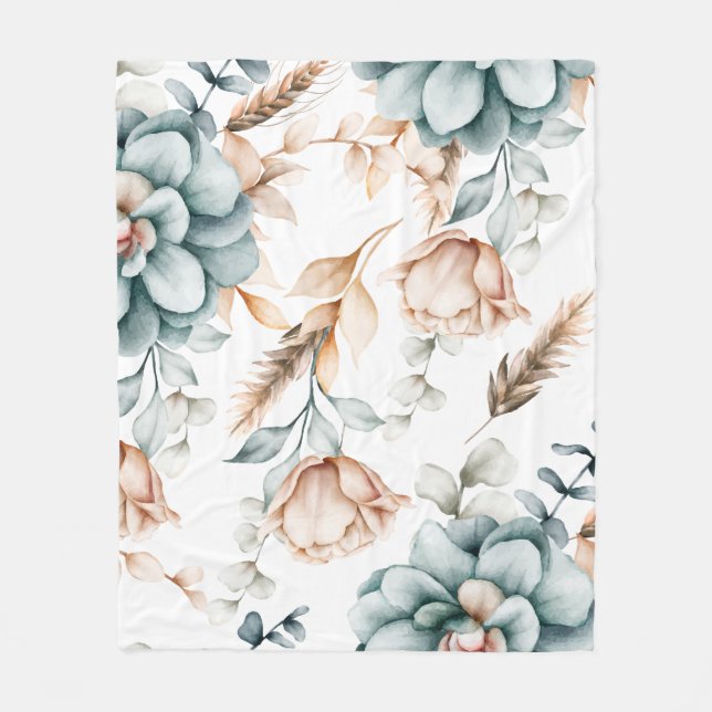 Manta Polar Hermoso patrón floral sin costuras con cosecha (Anverso)