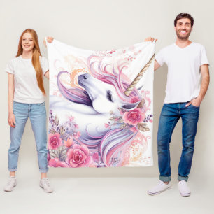 Manta Polar Hermoso unicornio floral
