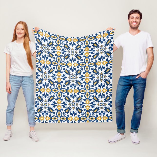 Manta Polar 💙 💛 Hermosos Azulejos azules y amarillos,  (In situ)