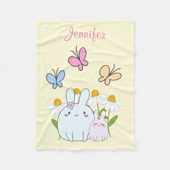 Manta Polar Hermosos conejitos con martillos de primavera y ma (Anverso)