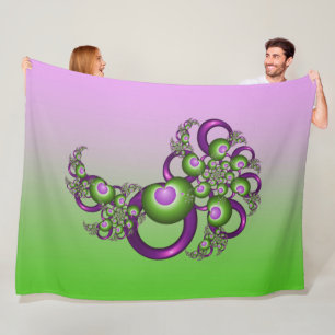 Manta Polar Hermosos Corazones Verdes Rosados Modernos Abstrac