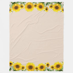 Manta Polar Hermosos girasoles amarillos en beige claro