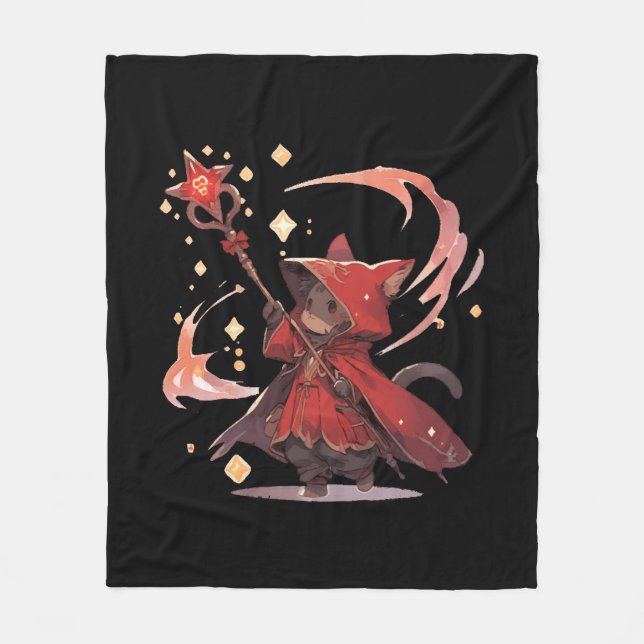 Manta Polar Héroe de gato mago rojo lindo (Anverso)