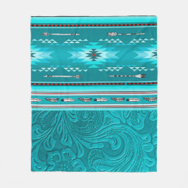 Manta Polar Herramienta Navajo Tribal Turquoise Faux Leather
