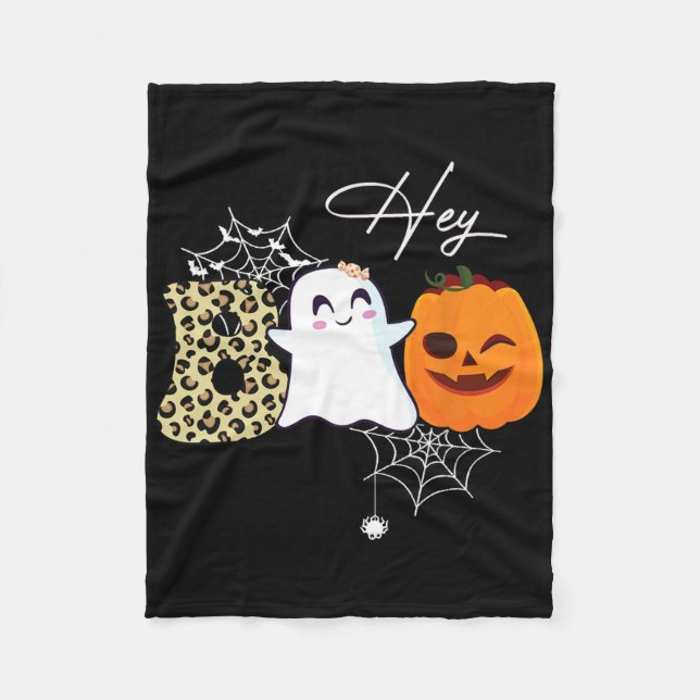 Manta Polar Hey Boo Cute Ghost Pumpkin Face Halloween (Anverso)