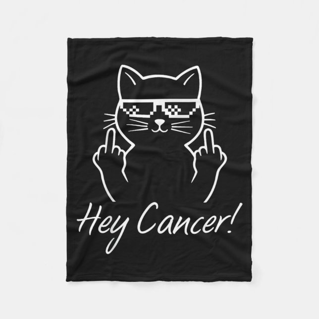 Manta Polar Hey Cancer Fu For Cancer Funny Cat Breast Cancer A (Anverso)