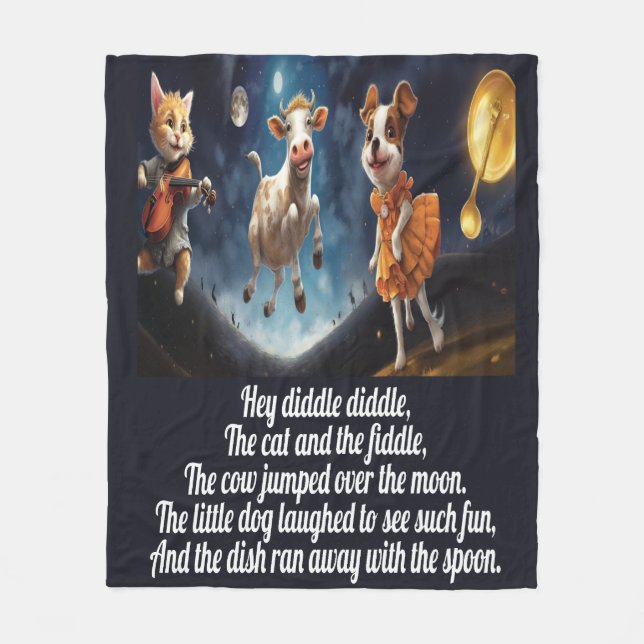 Manta Polar Hey Diddle Diddle - Nursery Rhyme Fleece Blanket (Anverso)