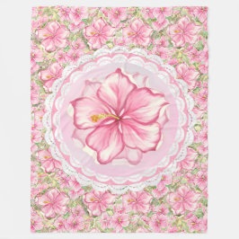 Manta Polar Hibiscus & lace PINK