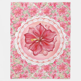 Manta Polar Hibiscus & lace RED