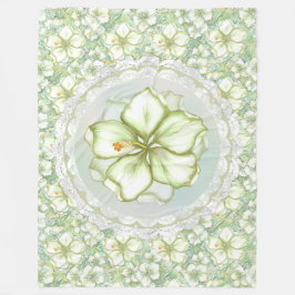 Manta Polar Hibiscus & lace WHITE