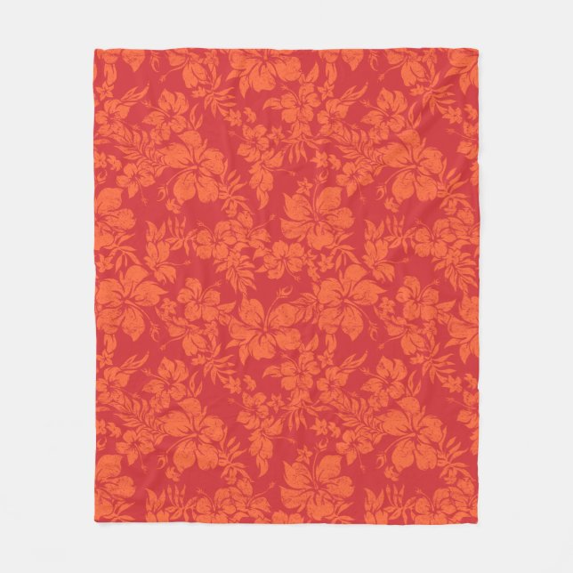Manta Polar Hibiscus Pareau Hawai Impresión de camiseta de Alo (Anverso)