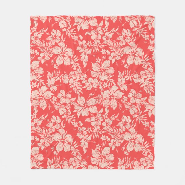 Manta Polar Hibiscus Pareau Hawai Impresión de camiseta de Alo (Anverso)