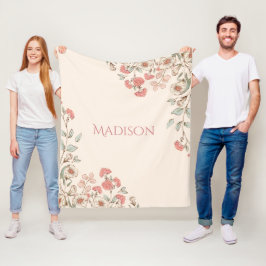 Manta Polar Hidrangea Rosa Personalizada Moda Elegante Floral