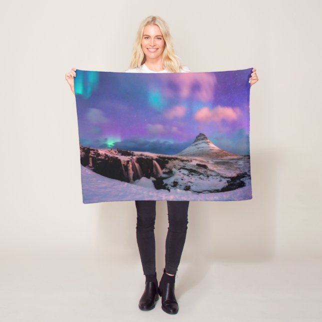 Manta Polar Hielo y nieve | Luces boreales, Montaña Kirkjufall (In situ)