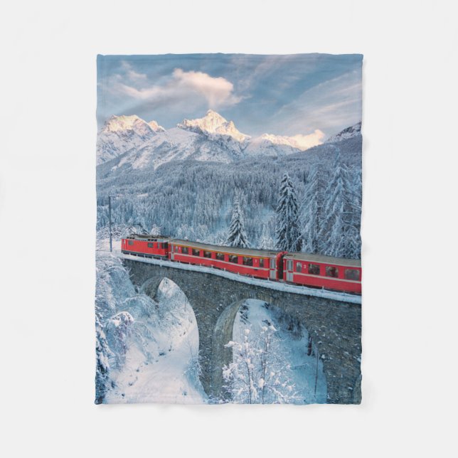 Manta Polar Hielo y nieve | Red Bernina Express Train Suiza (Anverso)