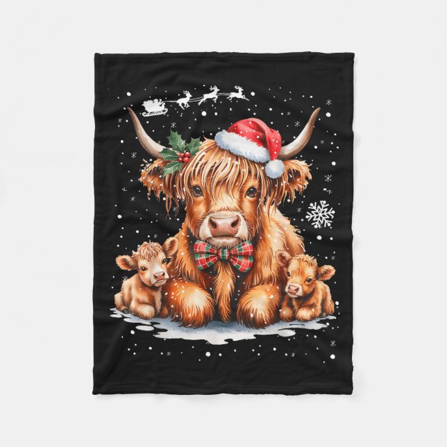 Manta Polar Highland Cow Christmas Outfit Idea Women Xmas High (Anverso)