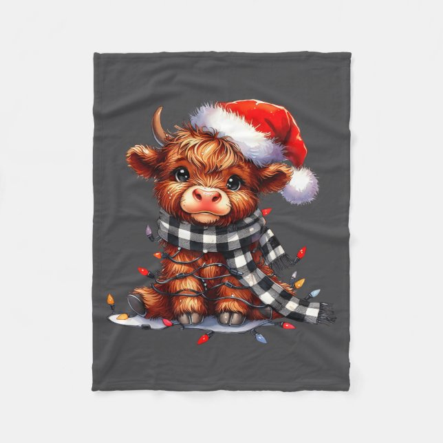Manta Polar Highland Cow Christmas Santa Hat Mooey Xmas Heifer (Anverso)