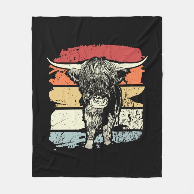 Manta Polar Highland Cow Highland Cows Retro (Anverso)
