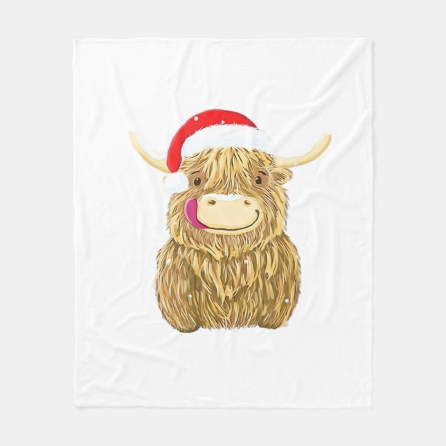 Manta Polar Highland Cow Merry navidad camiseta de nieve Essen (Anverso)
