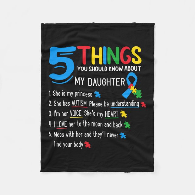 Manta Polar Hija autista Autismo Concienciación Apoyo a Mamá P (Anverso)