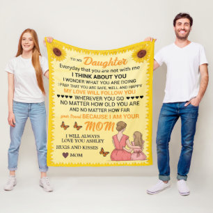 Manta Polar Hija Corazón de Silusiones Sunflower Personalizada
