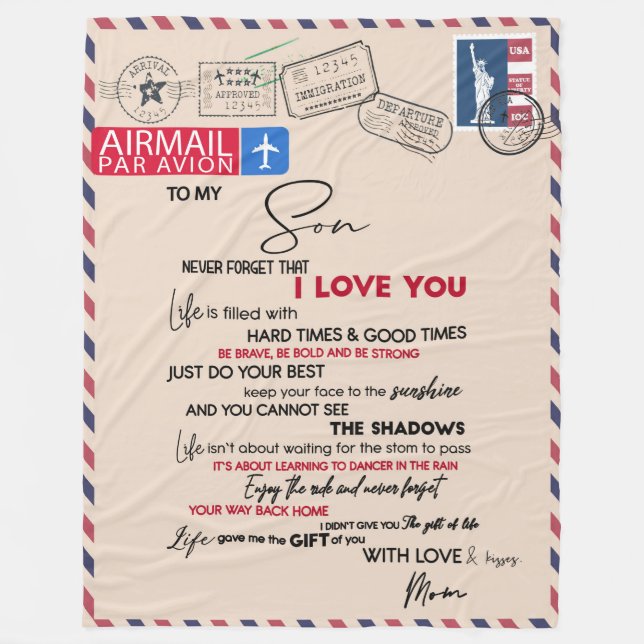 Manta Polar Hijo amoroso| A Mi Hijo Nunca Olvidé Que Te Amo (Anverso)